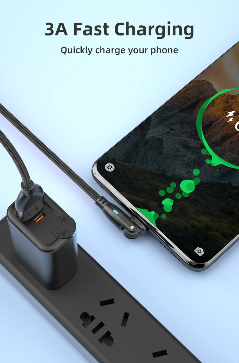 3-in-1 Rotating USB Cable | Type-C + Micro USB + Lightning | 2.4A | 0.5M–2M