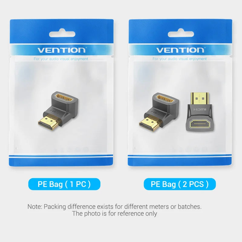 Vention HDMI Right Angle Adapter | 90°∕270° | 4K | For TV, PS4 & Laptop