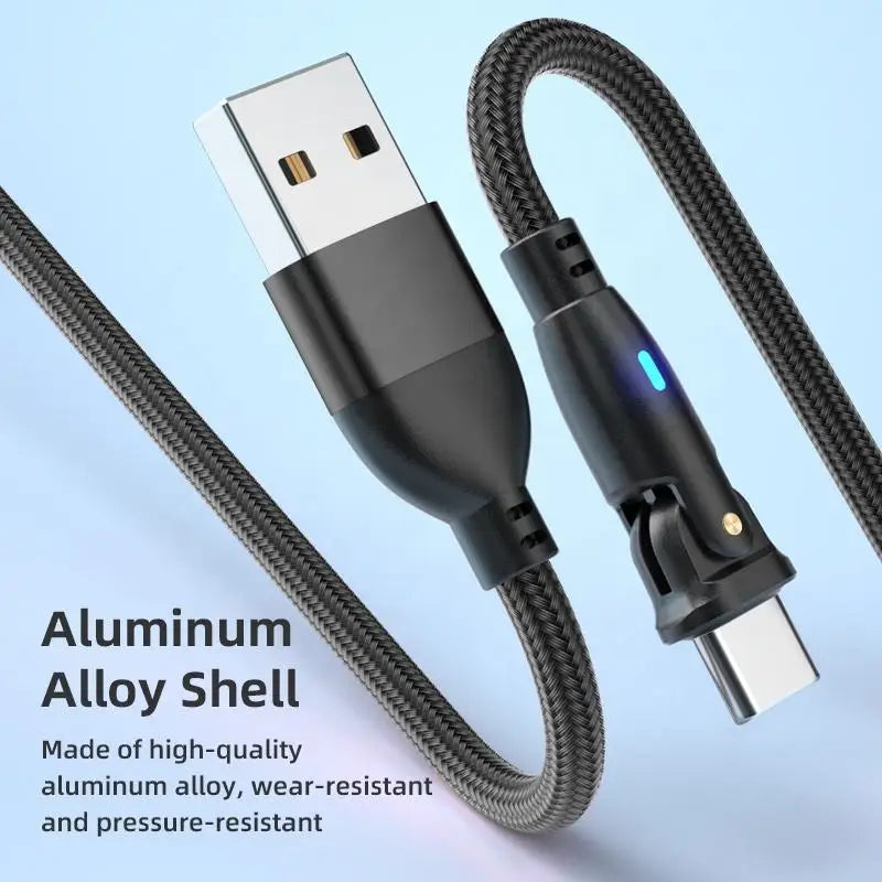 3-in-1 Rotating USB Cable | Type-C + Micro USB + Lightning | 2.4A | 0.5M–2M