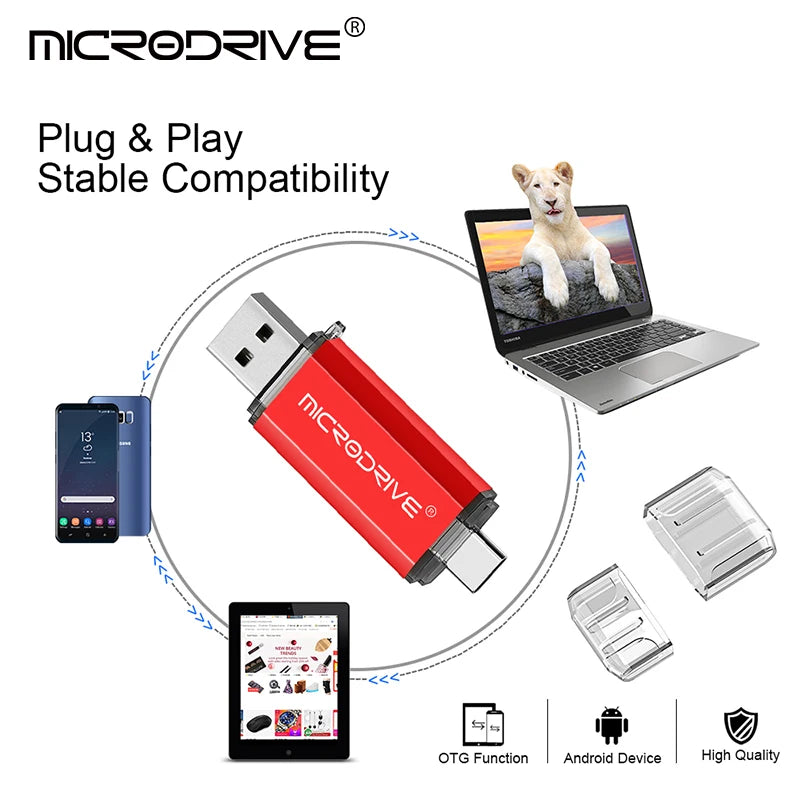 USB-C Flash Drive | OTG Dual Connector | 1GB–128GB | For Android & PC