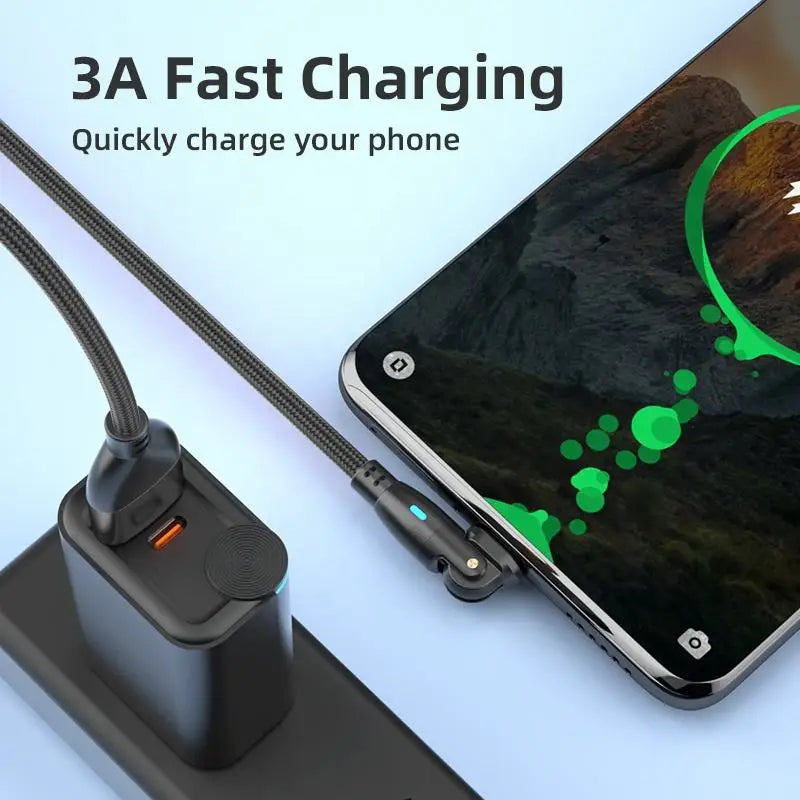 3-in-1 Rotating USB Cable | Type-C + Micro USB + Lightning | 2.4A | 0.5M–2M