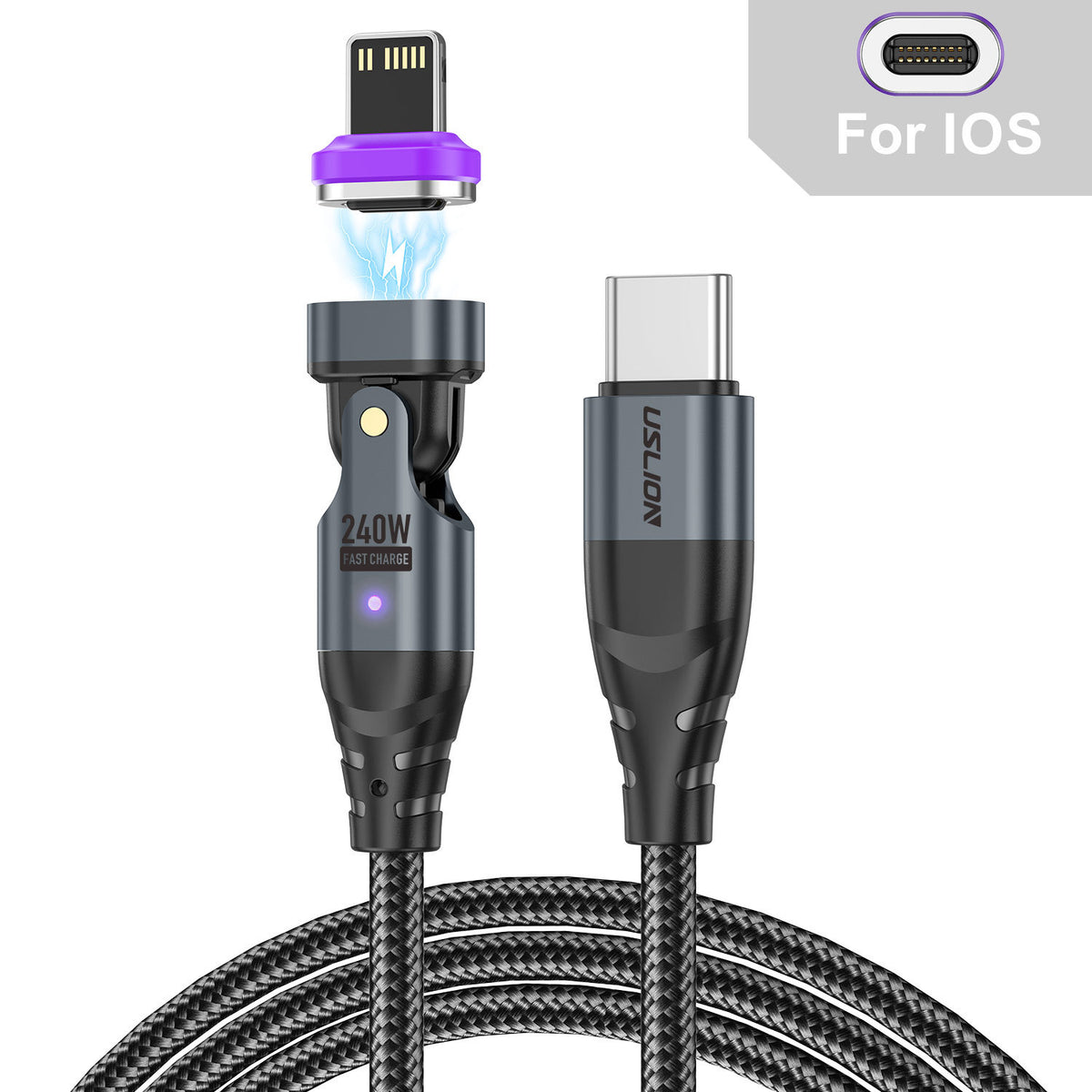 USLION 240W USB-C to USB-C Cable | PD Fast Charge 5A | For MacBook & Smartphone