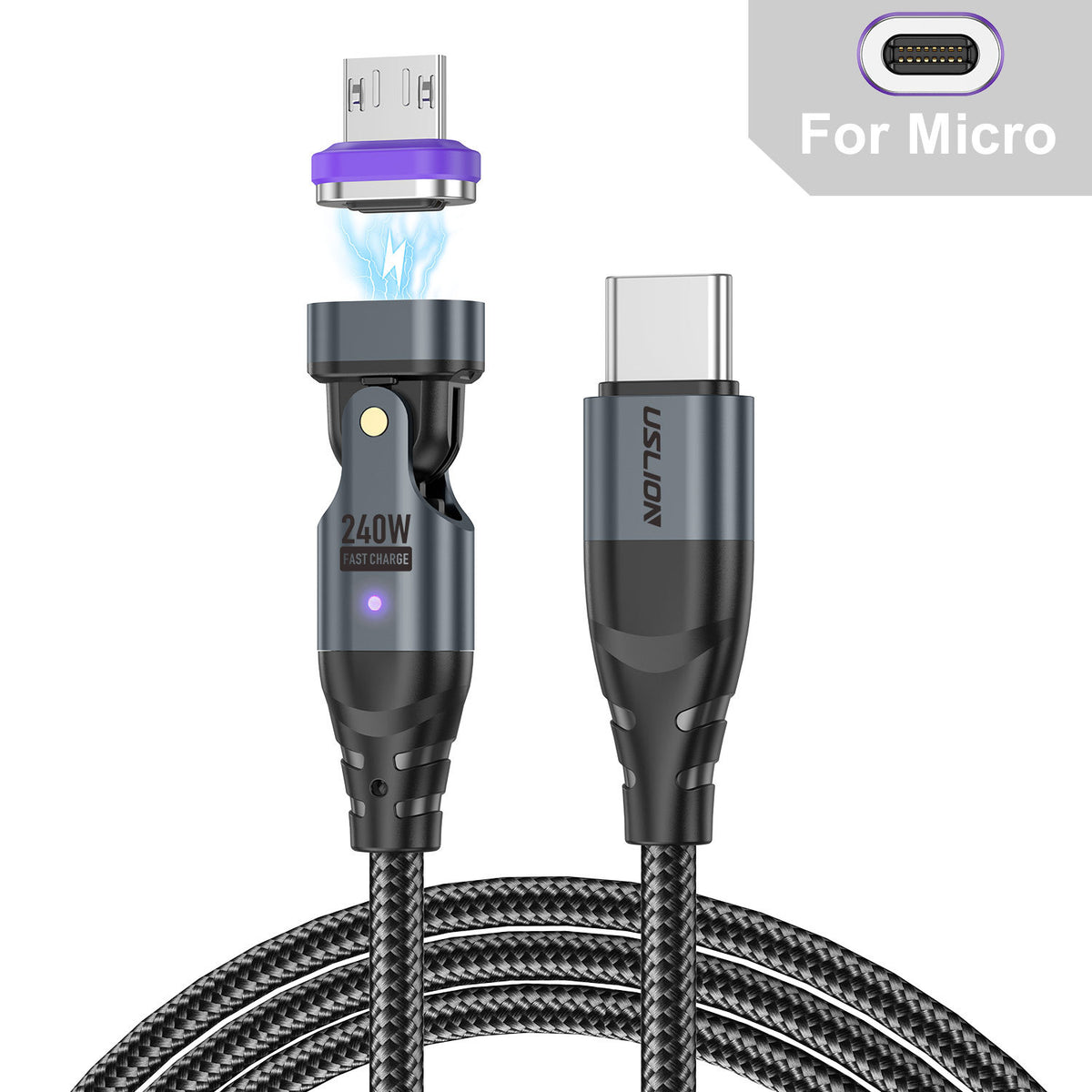 USLION 240W USB-C to USB-C Cable | PD Fast Charge 5A | For MacBook & Smartphone