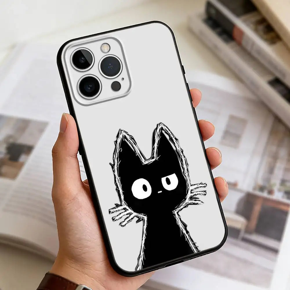 Cute Black Cat iPhone Case | Soft Silicone | iPhone 11–17 Pro Max
