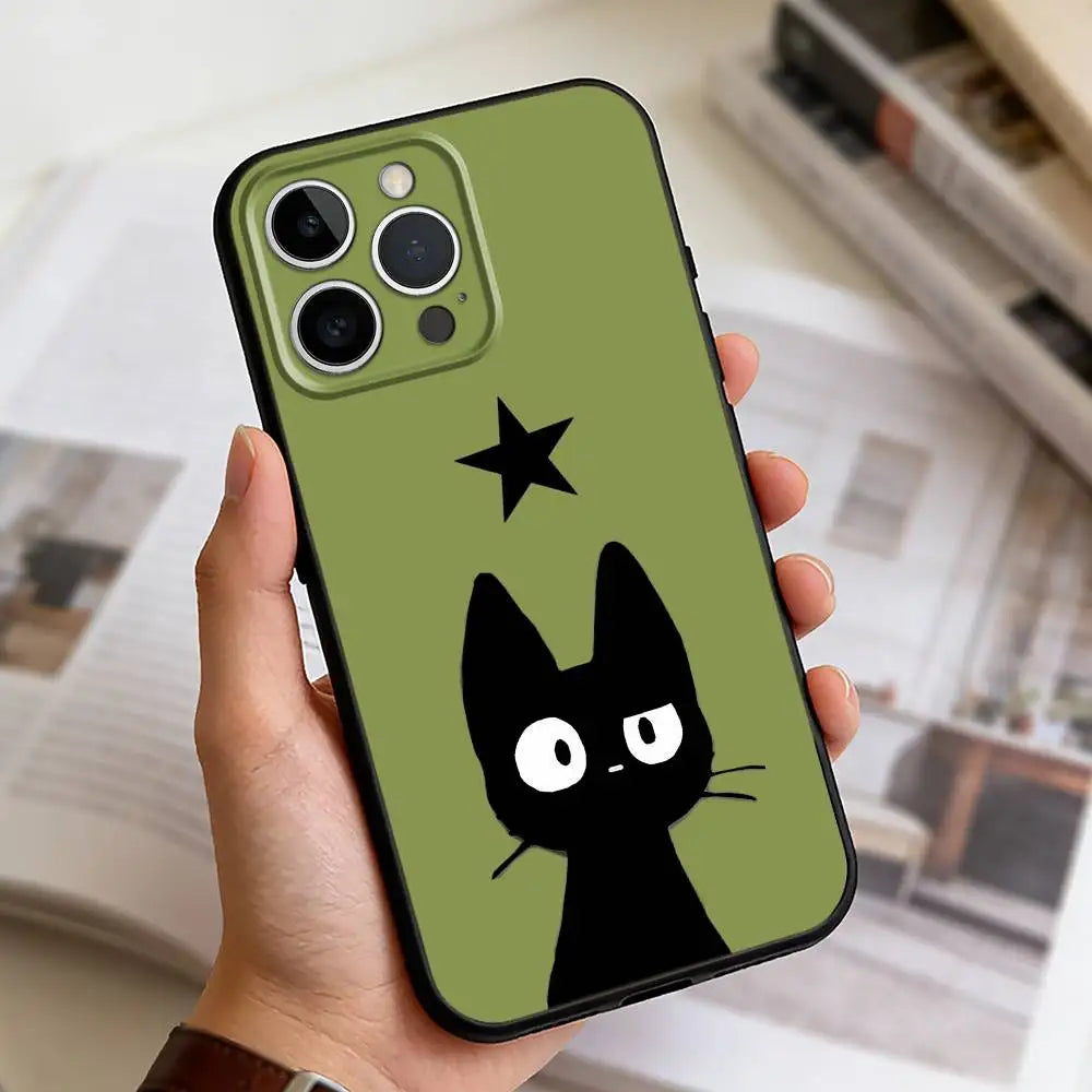 Cute Black Cat iPhone Case | Soft Silicone | iPhone 11–17 Pro Max