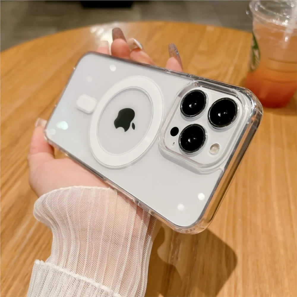 MagSafe Transparent iPhone Case | Wireless Charging Compatible | Shockproof PC Cover | iPhone 11–16 Pro Max