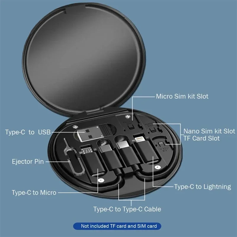 60W Fast Charging Cable Kit | Type-C + Micro USB + Lightning | OTG Adapter | Storage Box Included