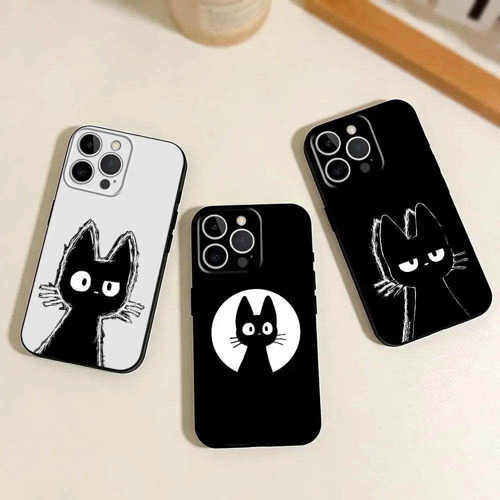 Cute Black Cat iPhone Case | Soft Silicone | iPhone 11–17 Pro Max