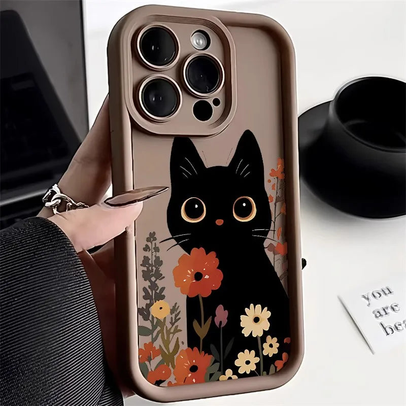 Cute Black Cat iPhone Case | Soft TPU | iPhone 6–17 Pro Max