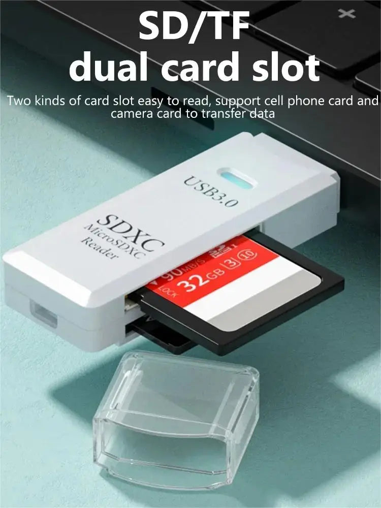 2-in-1 USB 3.0 Card Reader | SD & MicroSD TF Adapter | Plug & Play for PC & Laptop