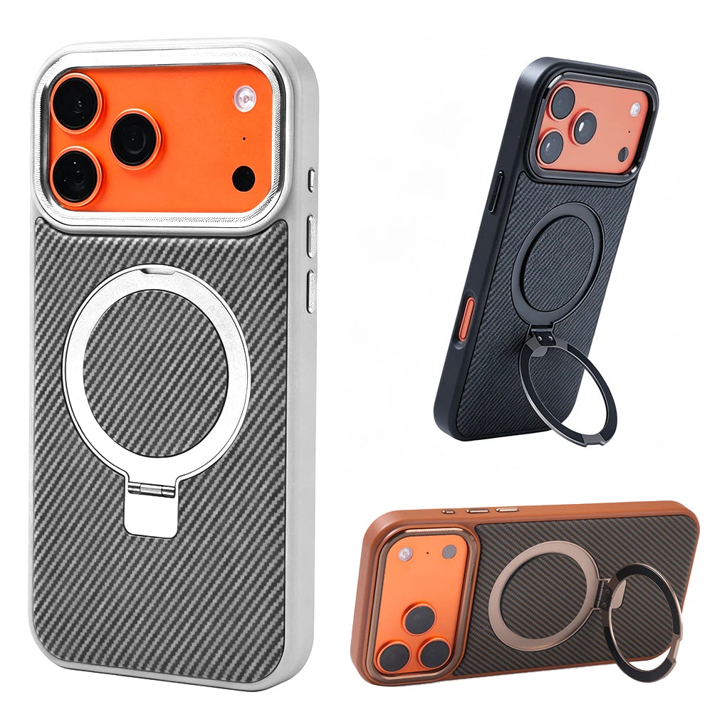 Carbon Fiber Magnetic Ring Stand Case | MagSafe Compatible | Shockproof
