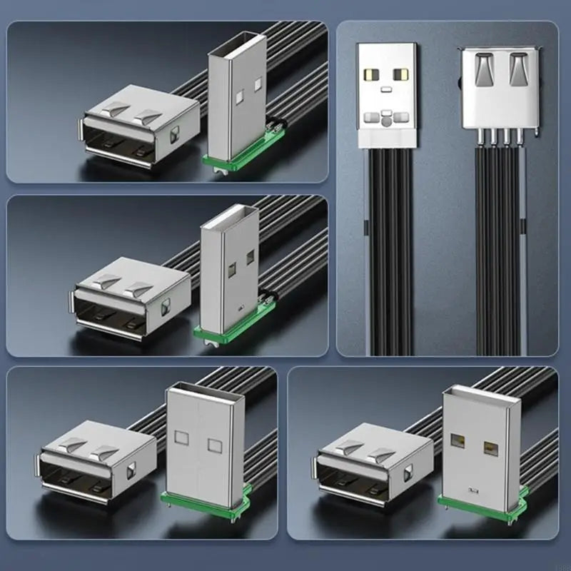Flat 90° Angled USB 2.0 Extension Cable | Male to Female | Data & Charging | Multiple Lengths
