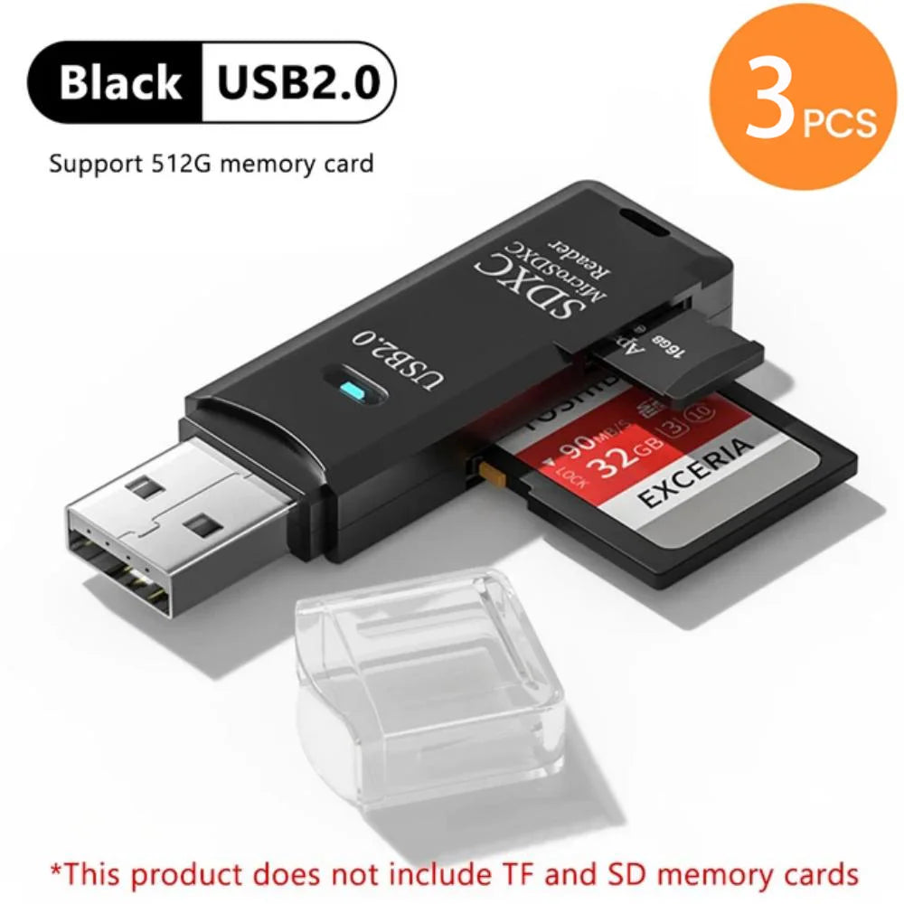 2-in-1 USB 3.0 Card Reader | SD & MicroSD TF Adapter | Plug & Play for PC & Laptop