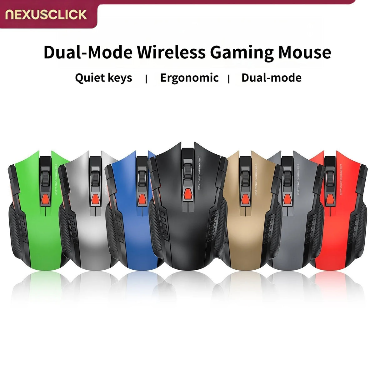 NexusClick Wireless Silent Mouse | 2.4G & Bluetooth Dual Mode | 6 Buttons | 1600 DPI | Type-C Rechargeable