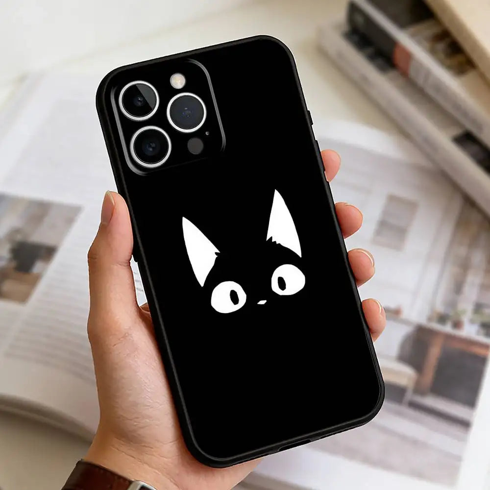 Cute Black Cat iPhone Case | Soft Silicone | iPhone 11–17 Pro Max