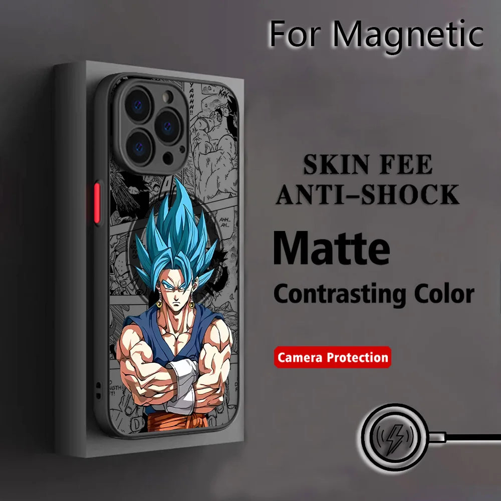 Dragon Ball Goku Matte iPhone Case | Magnetic Back Cover | iPhone 11–17 Pro Max