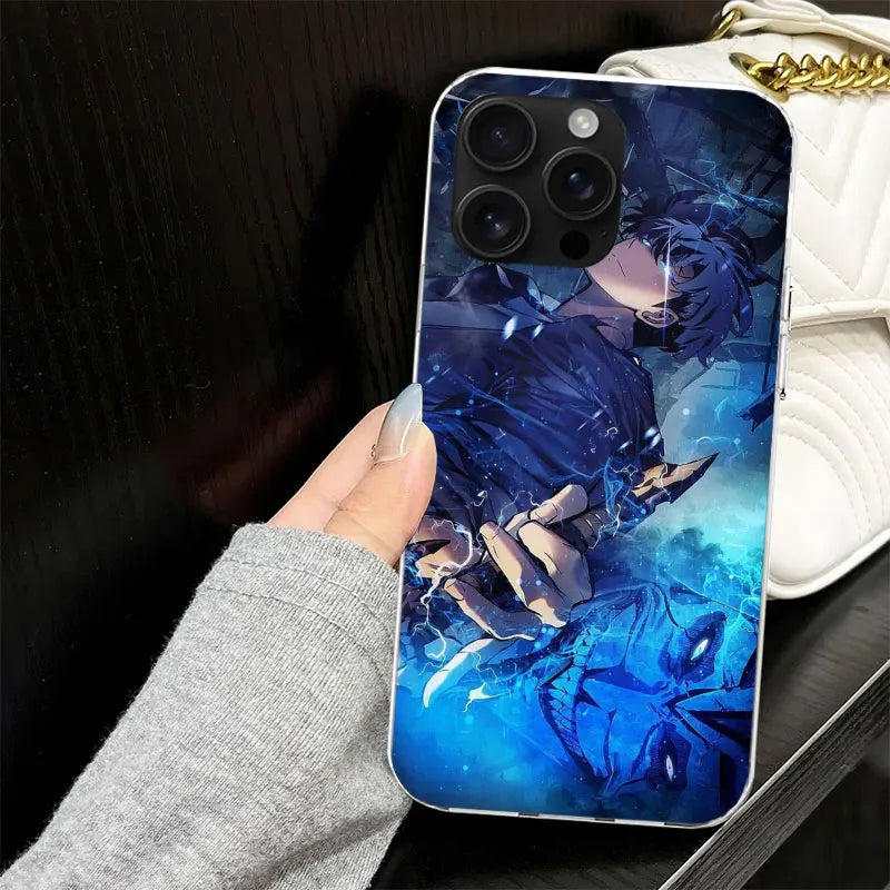 Solo Leveling Silicone iPhone Case | Soft Black Cover | iPhone 7–17 Pro Max