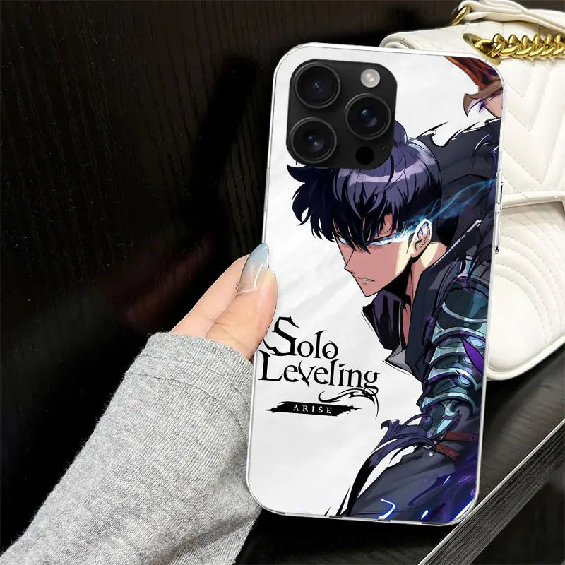 Solo Leveling Silicone iPhone Case | Soft Black Cover | iPhone 7–17 Pro Max