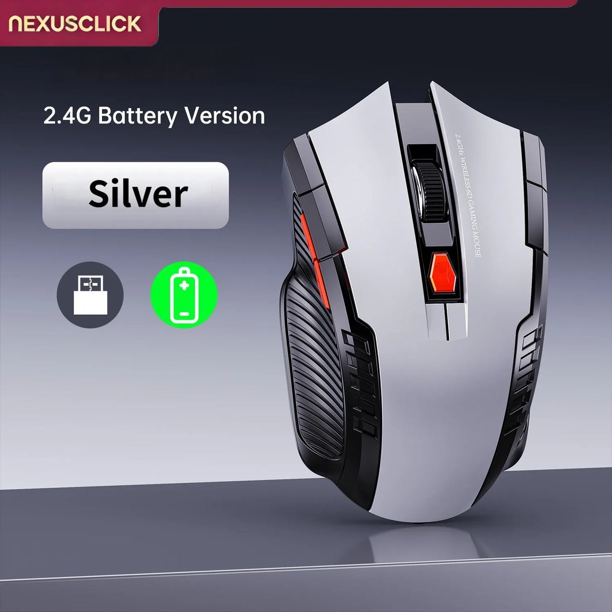 NexusClick Wireless Silent Mouse | 2.4G & Bluetooth Dual Mode | 6 Buttons | 1600 DPI | Type-C Rechargeable