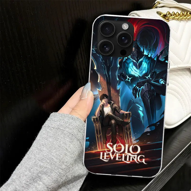 Solo Leveling Silicone iPhone Case | Soft Black Cover | iPhone 7–17 Pro Max