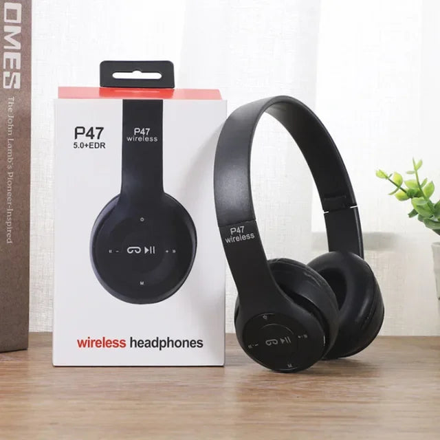 P47 Wireless Bluetooth Headphones with Mic | Foldable Over-Ear Stereo | BT 5.0