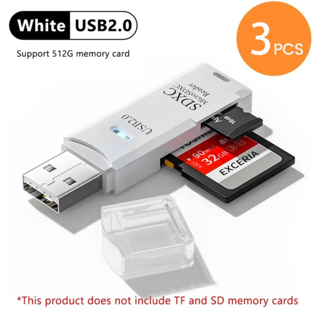 2-in-1 USB 3.0 Card Reader | SD & MicroSD TF Adapter | Plug & Play for PC & Laptop