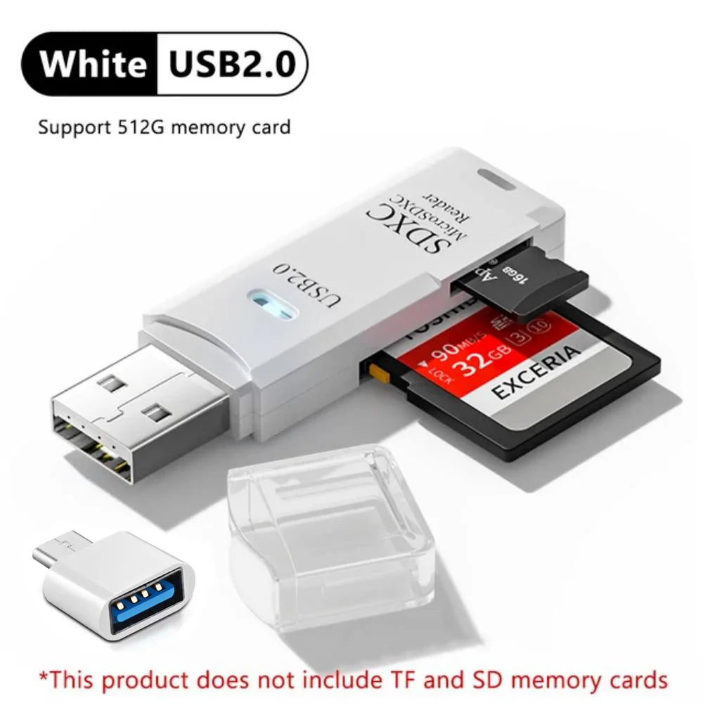 2-in-1 USB 3.0 Card Reader | SD & MicroSD TF Adapter | Plug & Play for PC & Laptop