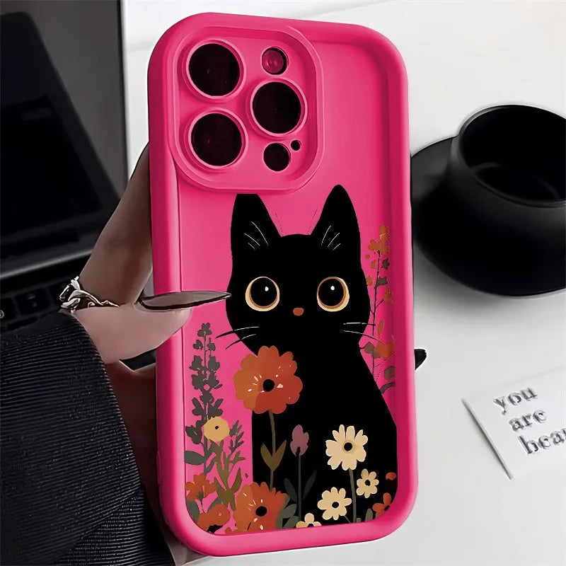 Cute Black Cat iPhone Case | Soft TPU | iPhone 6–17 Pro Max