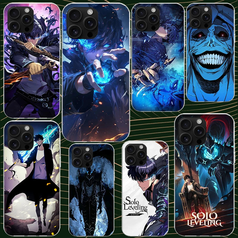 Solo Leveling Silicone iPhone Case | Soft Black Cover | iPhone 7–17 Pro Max