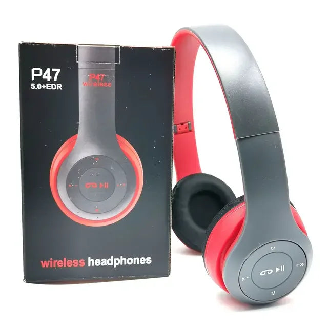 P47 Wireless Bluetooth Headphones with Mic | Foldable Over-Ear Stereo | BT 5.0