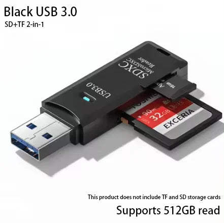 2-in-1 USB 3.0 Card Reader | SD & MicroSD TF Adapter | Plug & Play for PC & Laptop