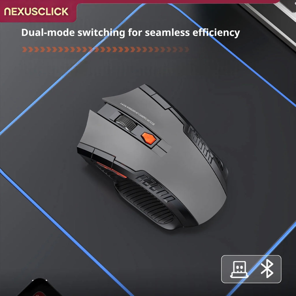 NexusClick Wireless Silent Mouse | 2.4G & Bluetooth Dual Mode | 6 Buttons | 1600 DPI | Type-C Rechargeable