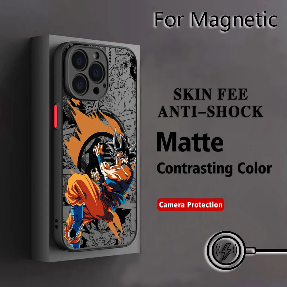 Dragon Ball Goku Magnetic iPhone Case | Matte Back Cover | iPhone 11–17 Pro Max