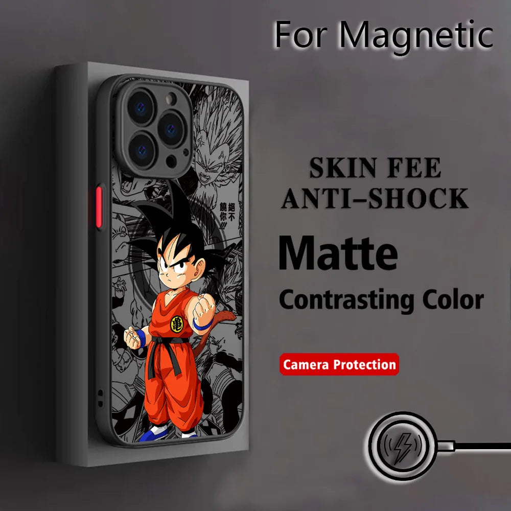 Dragon Ball Goku Matte iPhone Case | Magnetic Back Cover | iPhone 11–17 Pro Max