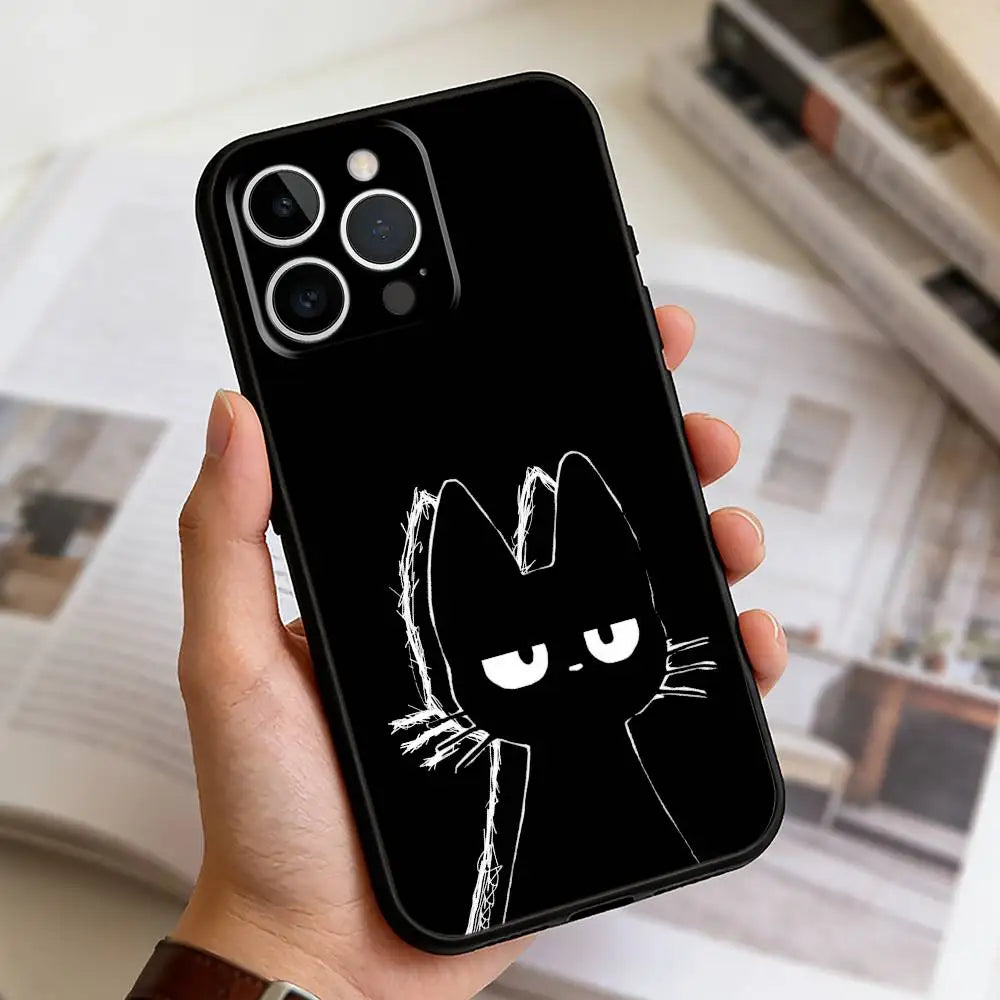 Cute Black Cat iPhone Case | Soft Silicone | iPhone 11–17 Pro Max