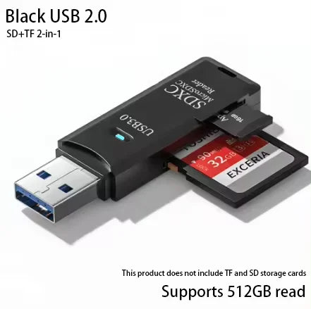 2-in-1 USB 3.0 Card Reader | SD & MicroSD TF Adapter | Plug & Play for PC & Laptop