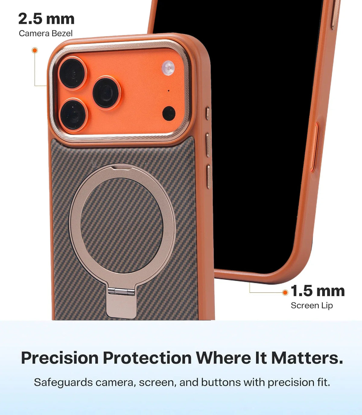 Carbon Fiber Magnetic Ring Stand Case | MagSafe Compatible | Shockproof