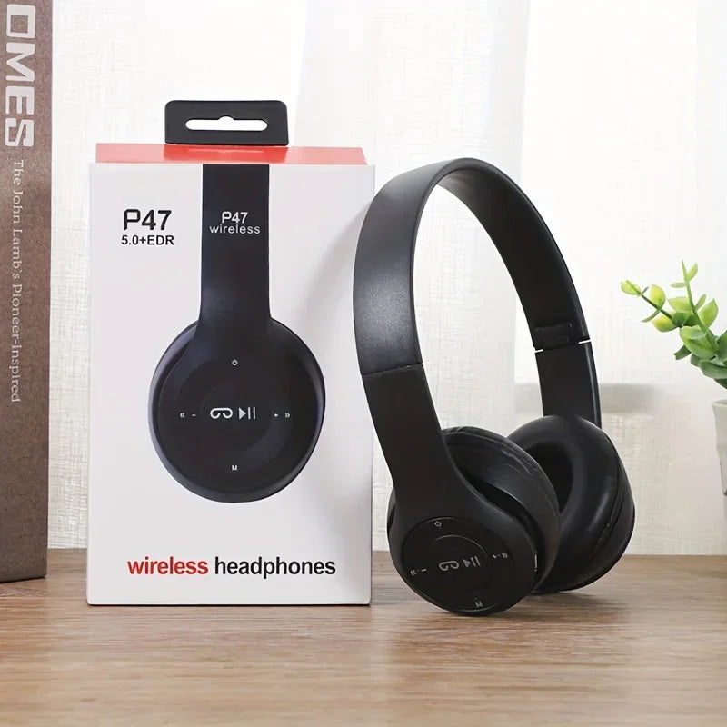 P47 Wireless Bluetooth Headphones with Mic | BT 5.0 | Foldable Over-Ear | Wired & Wireless