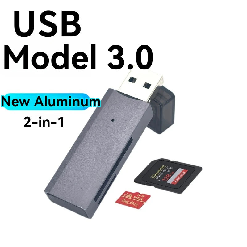 2-in-1 USB 3.0 Card Reader | SD & MicroSD TF Adapter | Plug & Play for PC & Laptop