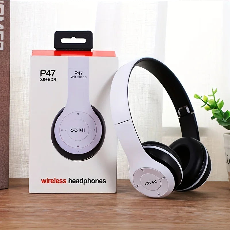 P47 Wireless Bluetooth Headphones with Mic | BT 5.0 | Foldable Over-Ear | Wired & Wireless