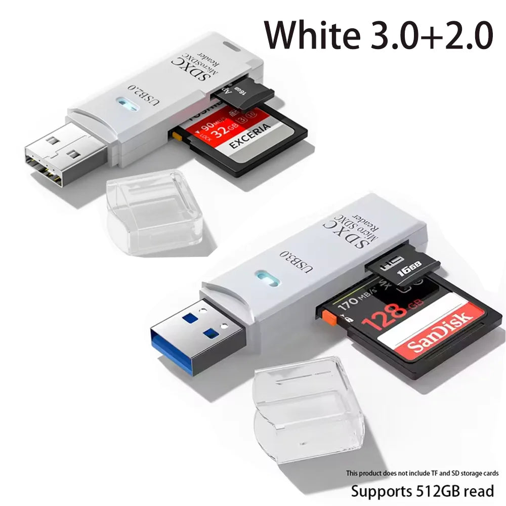 2-in-1 USB 3.0 Card Reader | SD & MicroSD TF Adapter | Plug & Play for PC & Laptop