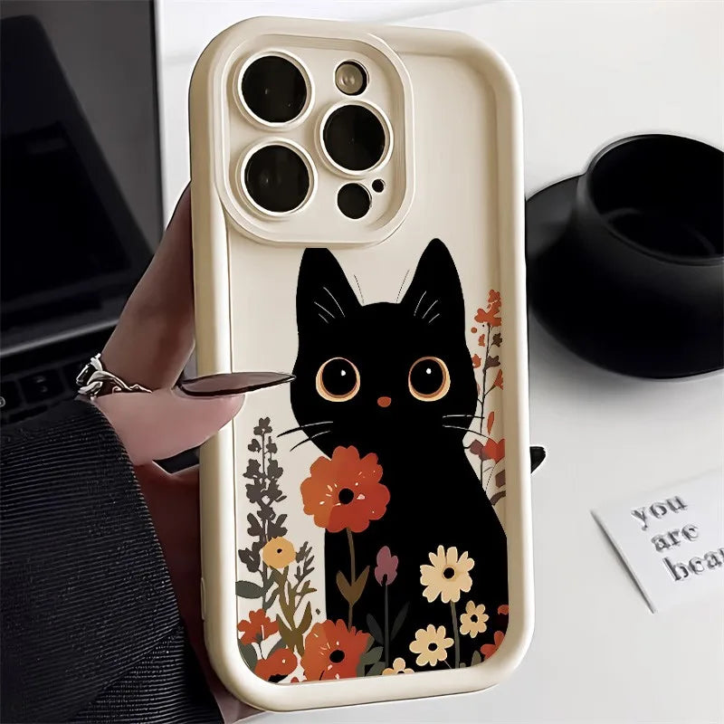 Cute Black Cat iPhone Case | Soft TPU | iPhone 6–17 Pro Max