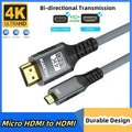 Micro HDMI-Compatible to HDMI Cable 18Gbps 4K@60Hz Braided Bi-Directional Adapter Converter  For HDTV PS4 Tablet XBOX Camera