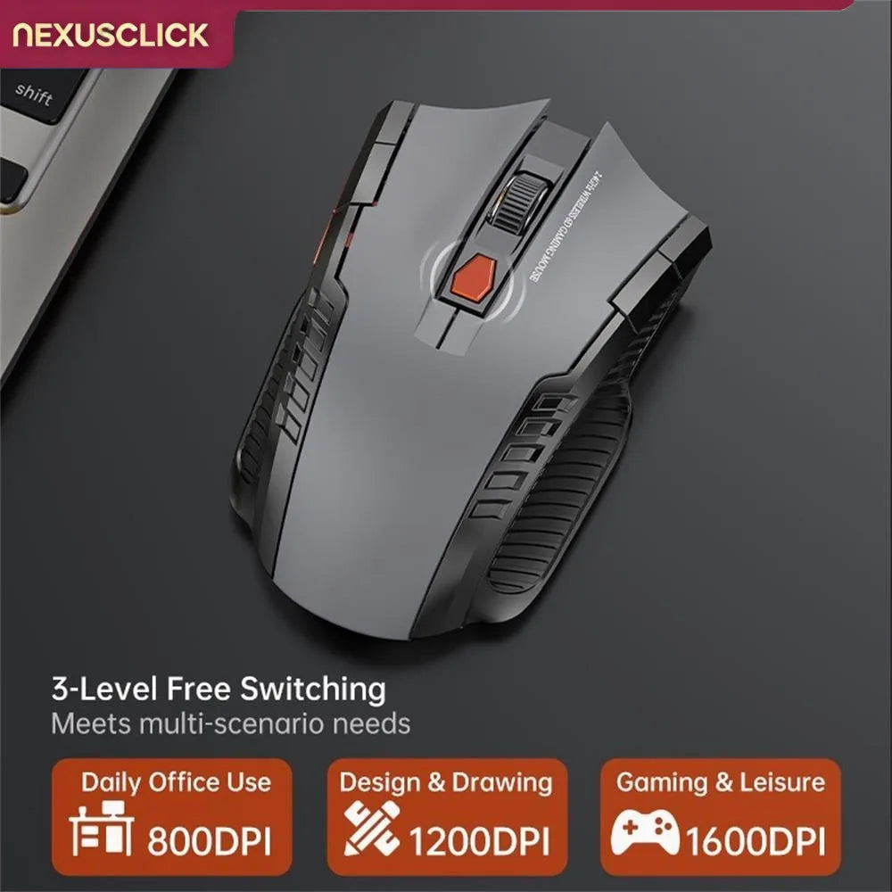 NexusClick Wireless Silent Mouse | 2.4G & Bluetooth Dual Mode | 6 Buttons | 1600 DPI | Type-C Rechargeable
