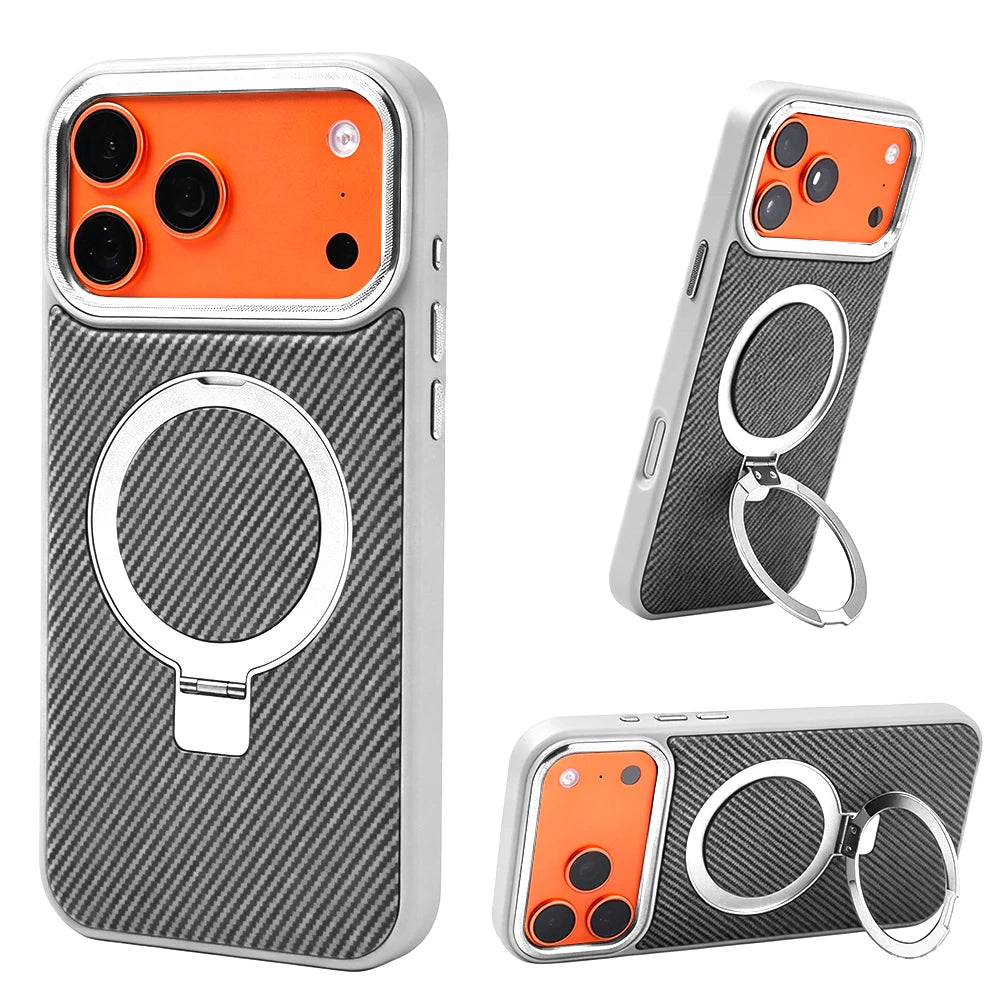 Carbon Fiber Magnetic Ring Stand Case | MagSafe Compatible | Shockproof