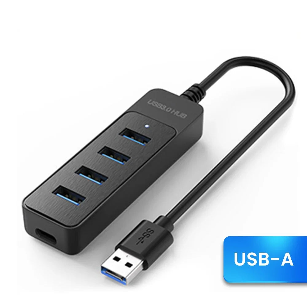 4-Port USB Hub 3.0 with USB-C | Plug & Play Splitter for PC, Laptop & Tablet