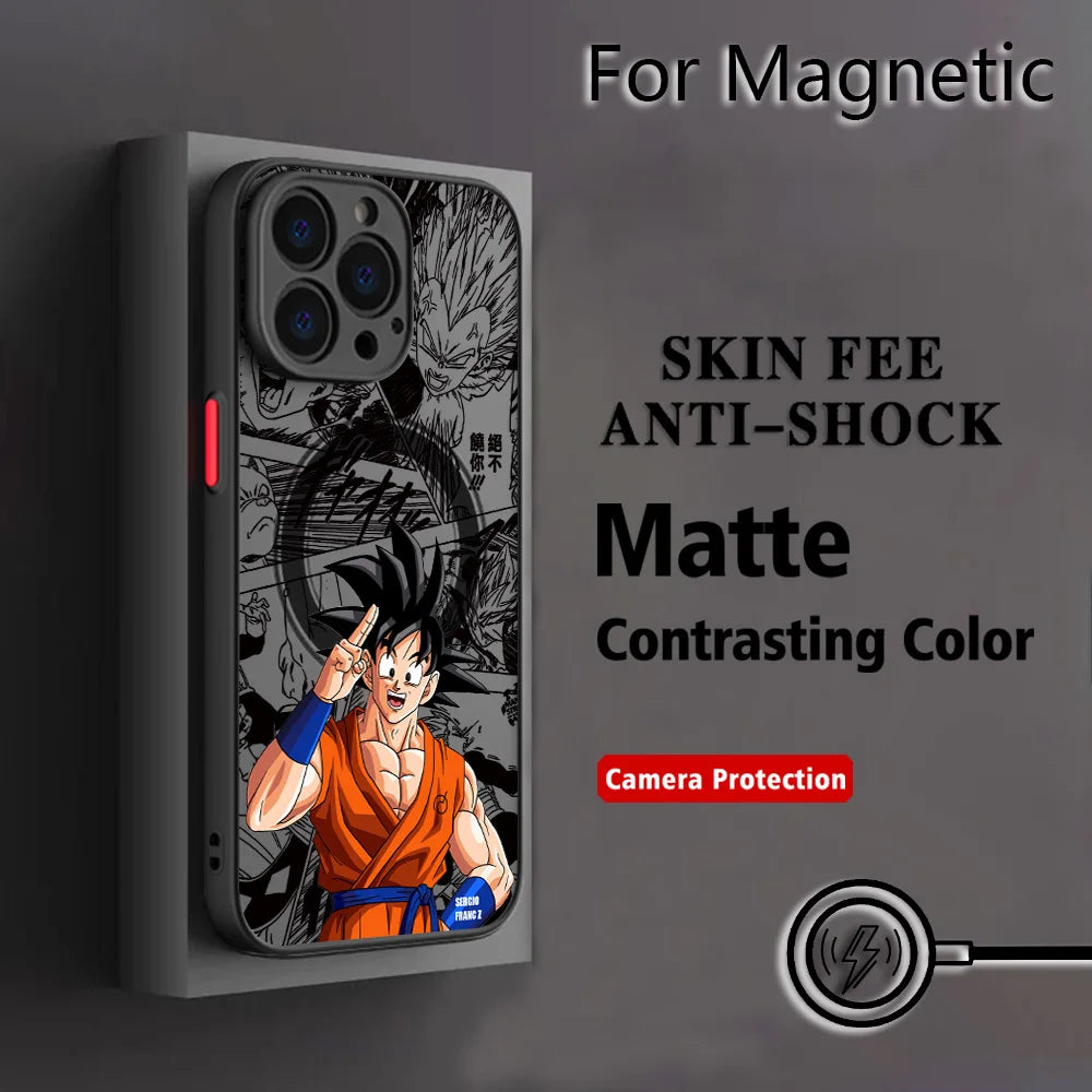 Dragon Ball Goku Matte iPhone Case | Magnetic Back Cover | iPhone 11–17 Pro Max