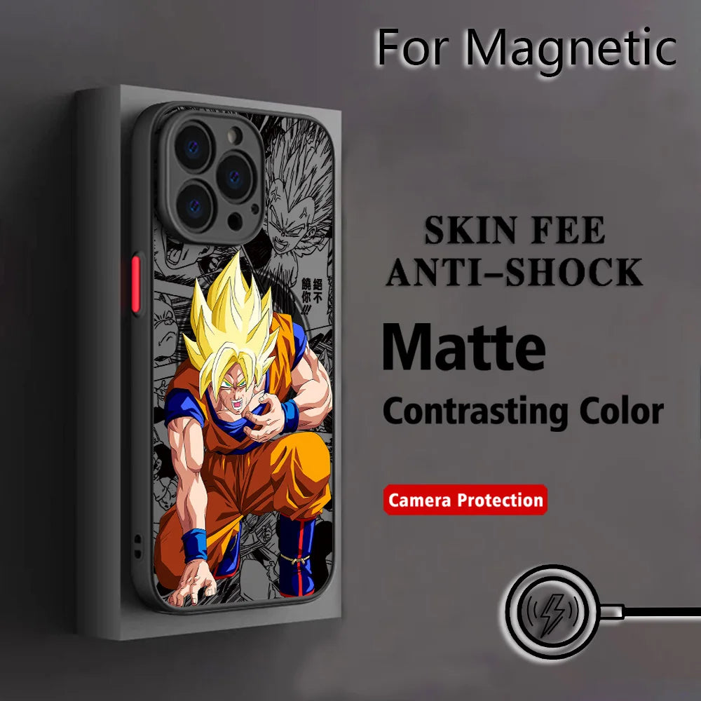 Dragon Ball Goku Matte iPhone Case | Magnetic Back Cover | iPhone 11–17 Pro Max