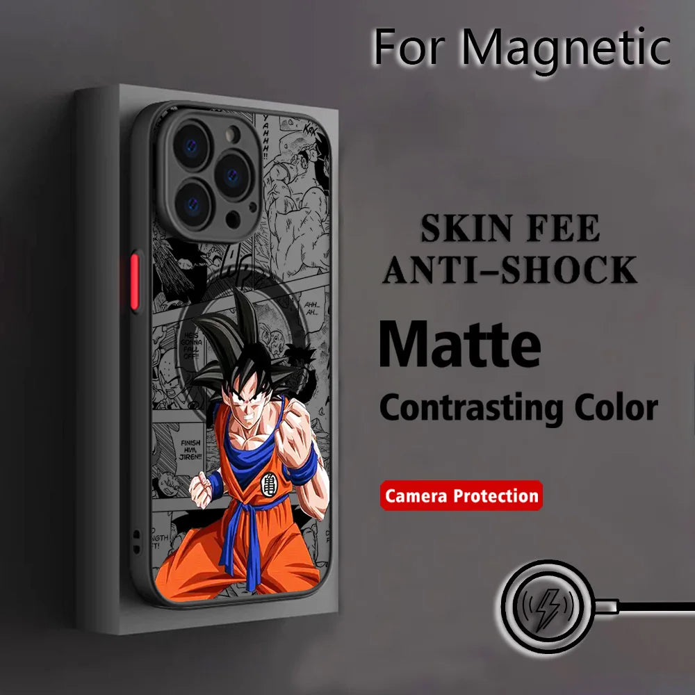 Dragon Ball Goku Matte iPhone Case | Magnetic Back Cover | iPhone 11–17 Pro Max