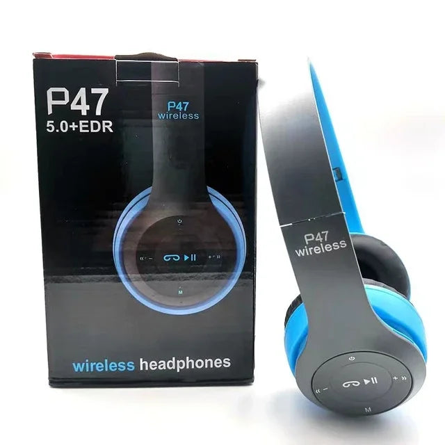 P47 Wireless Bluetooth Headphones with Mic | BT 5.0 | Foldable Over-Ear | Wired & Wireless